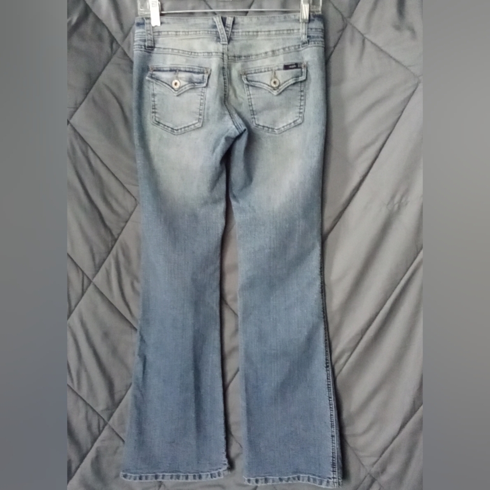 Women's Angels Bootcut Distressed Ripped Jeans Style Light Wash 3 Button Closure - Picture 2 of 15